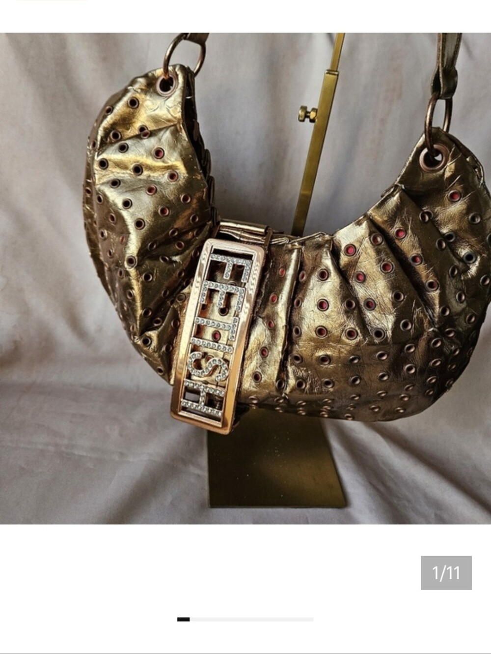Fetish Rhinestone Logo Belt - Gold